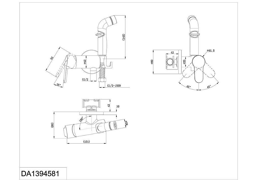 Гигиенический душ D&K Rhein.Marx DA1394581 купить в интернет-магазине сантехники Sanbest