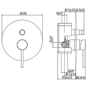 Смеситель для душа Gattoni Circle One 9034/90NO.CH купить в интернет-магазине сантехники Sanbest
