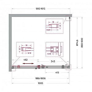 Душевой уголок BelBagno SOFT_CLOSE-2-AH-1 100х90 стекло прозрачное/профиль оружейная сталь купить в интернет-магазине Sanbest