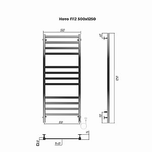Полотенцесушитель электрический Terminus Ното П12 500х1250 купить в интернет-магазине сантехники Sanbest
