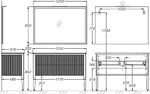 Тумба напольная с раковиной Опадирис Рубинно 120 белая глянцевая для ванной в интернет-магазине Sanbest