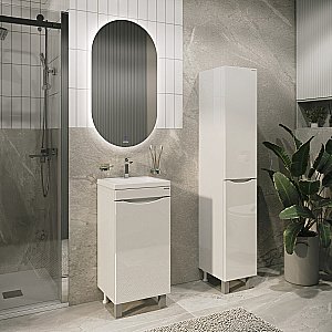 Тумба с раковиной напольная Grossman Виста 40 правая, белый глянец для ванной в интернет-магазине Sanbest