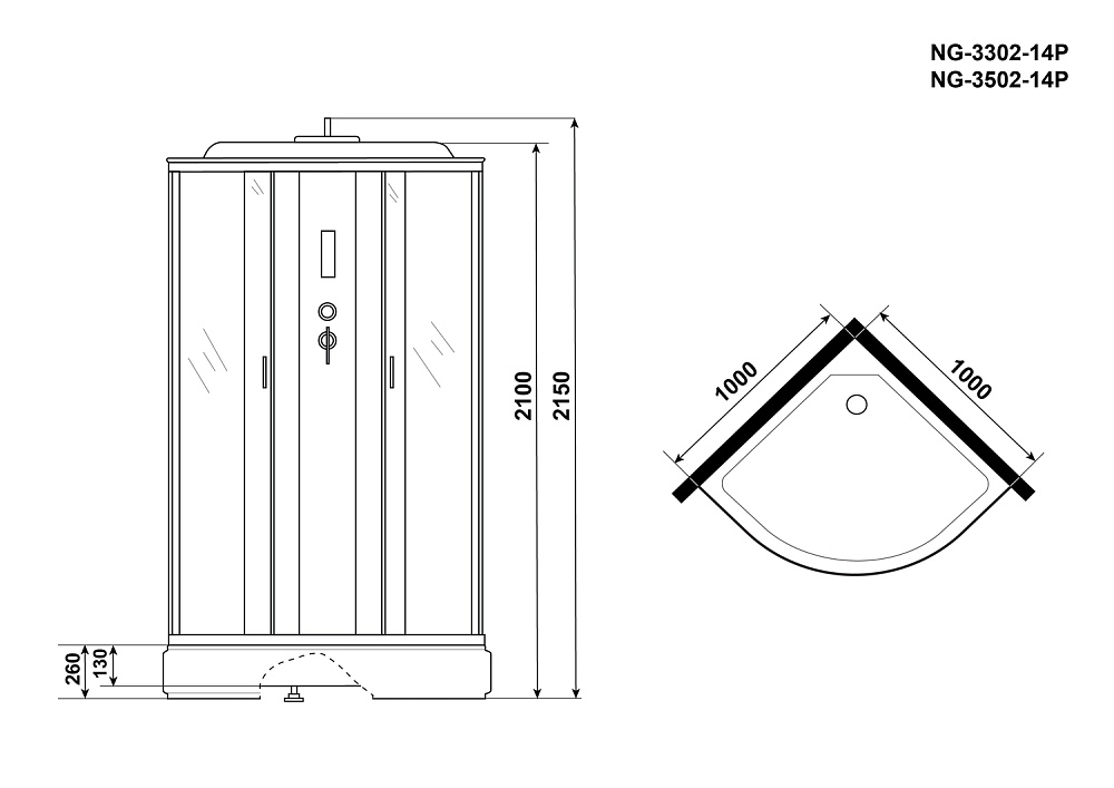 Душевая кабина Niagara Classic NG-3302-14P 100х100 купить в интернет-магазине Sanbest