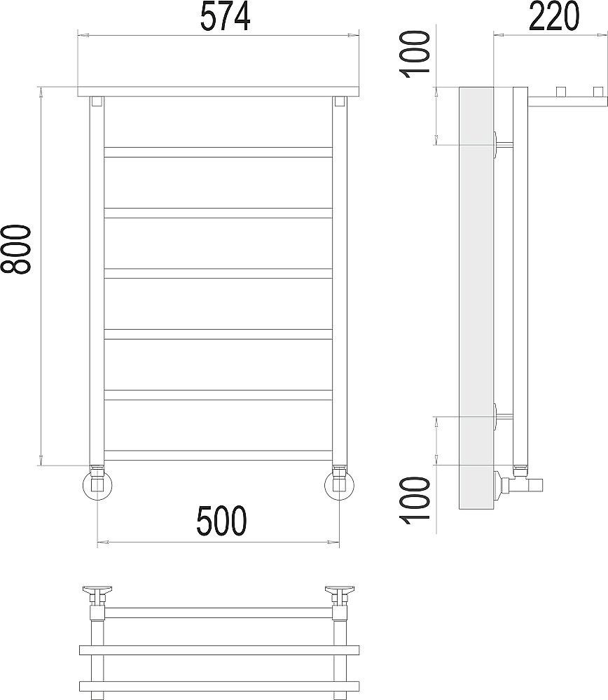 Полотенцесушитель водяной с полочкой Terminus Контур П7 500х800 купить в интернет-магазине сантехники Sanbest