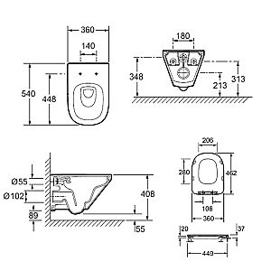 Унитаз подвесной Jacob Delafon Modern Life E21775RU-00 безободковый, с инсталляцией, с крышкой микролифт, белый/кнопка глянцевая белая купить в интернет-магазине Sanbest