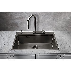 Мойка кухонная Milacio Denia 75 Steel MC.77429 вороненая сталь купить в интернет-магазине сантехники Sanbest