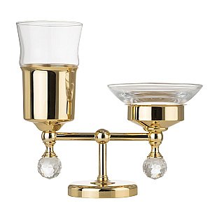 Держатель со стаканом и мыльницей Migliore Amerida ML.AMR-60.410.DO золото/swarovski купить в интернет-магазине сантехники Sanbest