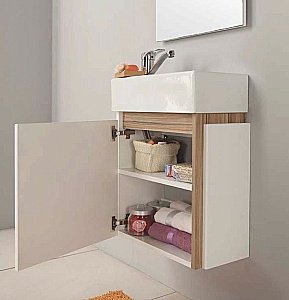 Тумба с раковиной Акватон Эклипс 46 М белая глянцевая для ванной в интернет-магазине Sanbest