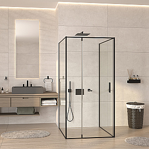 Душевой уголок WasserKRAFT Elbe 74P 74P42 100х100 профиль черный матовый/стекло прозрачное купить в интернет-магазине Sanbest