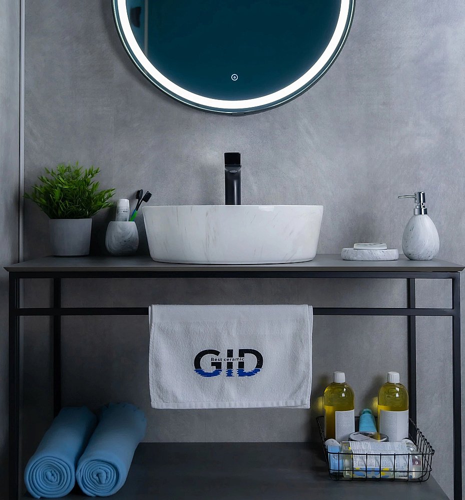 Раковина накладная Gid 44 D1306H012 53321 серый мрамор купить в интернет-магазине Sanbest