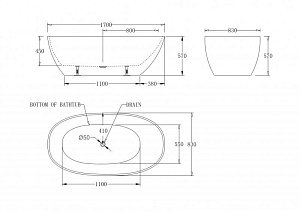 Ванна акриловая BelBagno BB80 170 белая купить в интернет-магазине Sanbest