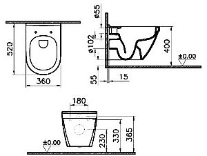 Унитаз подвесной Vitra S50 Rim-ex безободковый, белый купить в интернет-магазине Sanbest