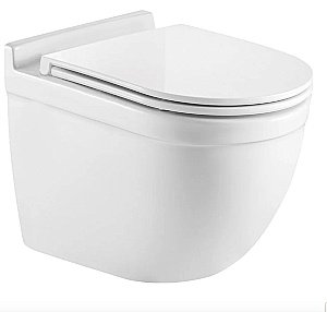 Унитаз подвесной WeltWasser BAMBERG 460+HEIMBACH 043 GL-WT+BAMBERG BL белый глянцевый, безободковый, с крышкой микролифт, слив-торнадо, с инсталляцией и черной кнопкой купить в интернет-магазине Sanbest