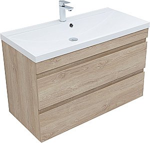 Тумба с раковиной Aquanet Нота New 334200 100 дуб светлый для ванной в интернет-магазине Sanbest