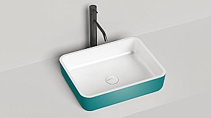 Раковина накладная Salini GLORIA 09 1102209MRH 47,5 из искусственного камня S-Stone, белая матовая, цвет по RAL снаружи купить в интернет-магазине Sanbest