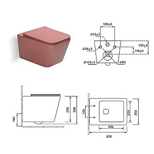 Унитаз подвесной SantiLine SL-5007P персиковый матовый, безободковый, с крышкой микролифт купить в интернет-магазине Sanbest