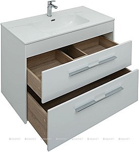 Тумба с раковиной Aquanet Августа 277509 100 белый для ванной в интернет-магазине Sanbest