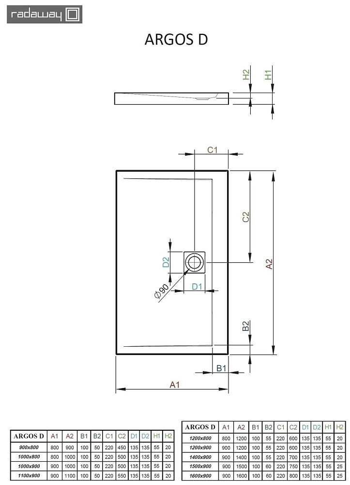 Душевой поддон Radaway Argos D 100х80 купить в интернет-магазине Sanbest