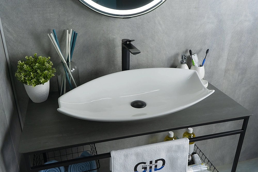 Раковина накладная Gid Creativo 74 N9178 51171 белая купить в интернет-магазине Sanbest