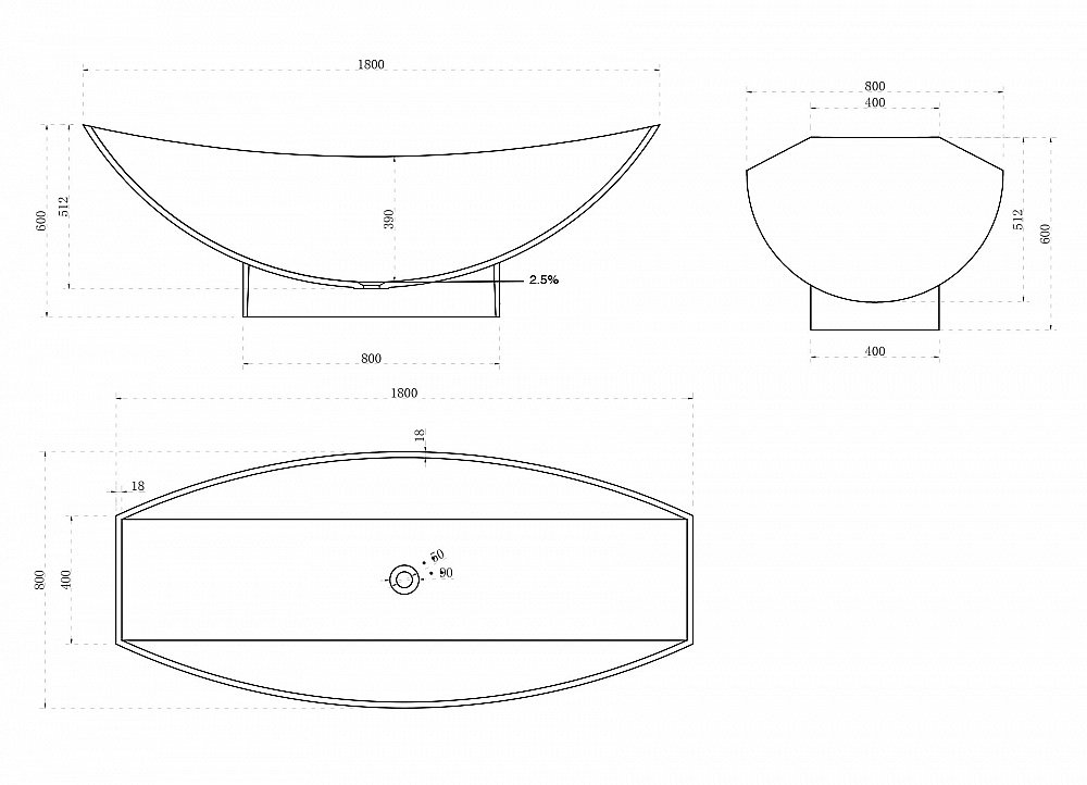 Ванна из искусственного камня ABBER Stein AS9610 180х80 белая матовая купить в интернет-магазине Sanbest