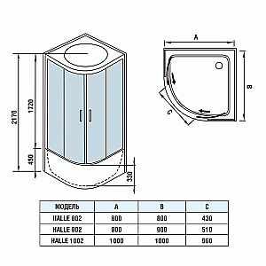 Душевая кабина WeltWasser WW500 HALLE 1002 100х100 купить в интернет-магазине Sanbest