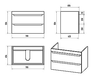 Тумба с раковиной Misty Бриз - 80 П-Бри-09080-012Я белая для ванной в интернет-магазине Sanbest