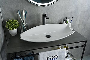 Раковина накладная Gid Creativo 74 N9178 51171 белая купить в интернет-магазине Sanbest