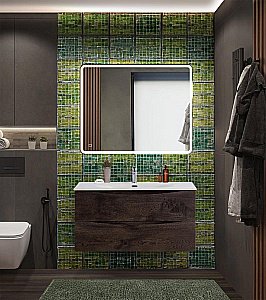Тумба с раковиной BelBagno MARINO-CER-N-1000-2C-SO-RNG-P Rovere Nature Grigio для ванной в интернет-магазине Sanbest