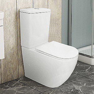 Унитаз напольный Azario Grado AZ-2141 UQ1 белый, безободковый, с бачком, с крышкой микролифт, слив торнадо купить в интернет-магазине Sanbest