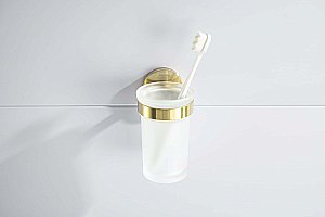 Стакан Aquatek Европа AQ4104BG стекло матовое/золото шлифованное купить в интернет-магазине сантехники Sanbest