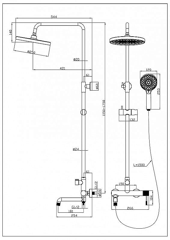 Душевая ситема Esbano DAISY DS-MB черная матовая купить в интернет-магазине сантехники Sanbest
