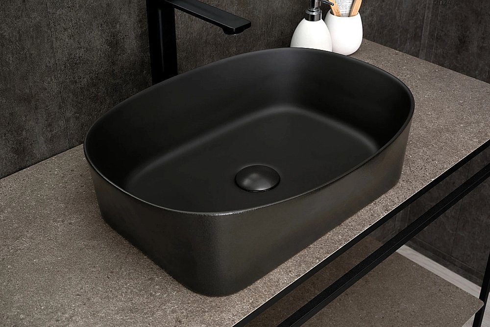 Раковина накладная Gid Creativo 53 N9028bg 53380 черный графит, матовая купить в интернет-магазине Sanbest