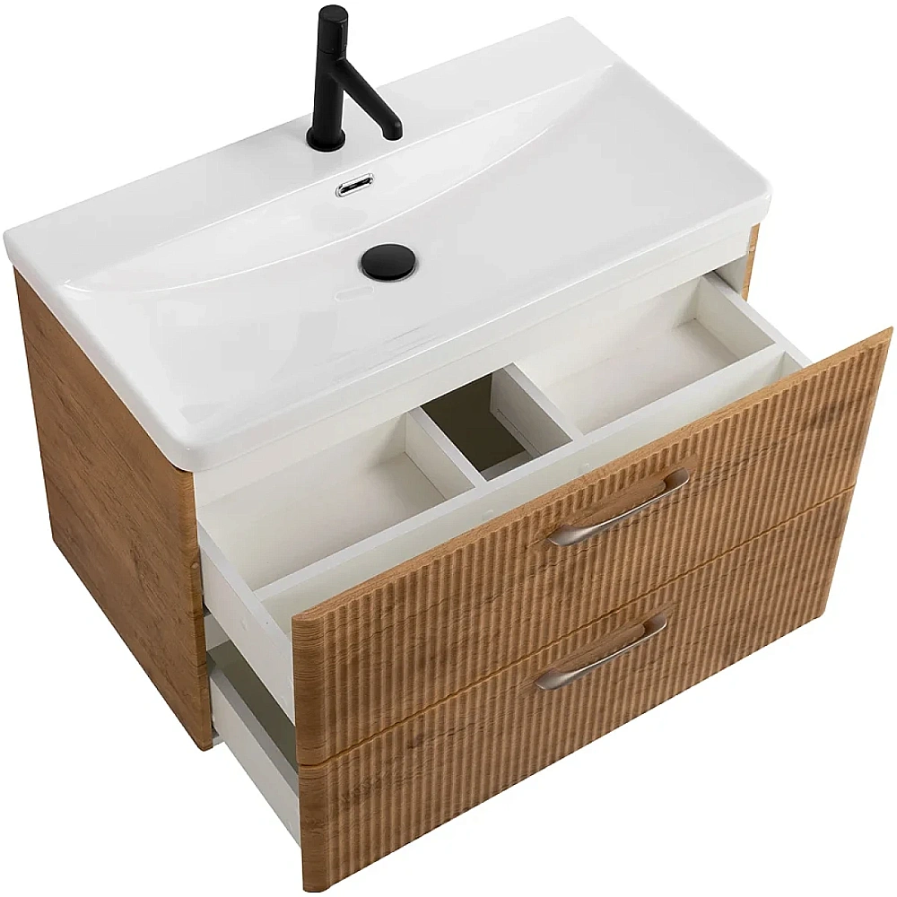 Тумба с раковиной Belbagno DUE 80 ручки в комплекте, Rovere Nature для ванной в интернет-магазине Sanbest