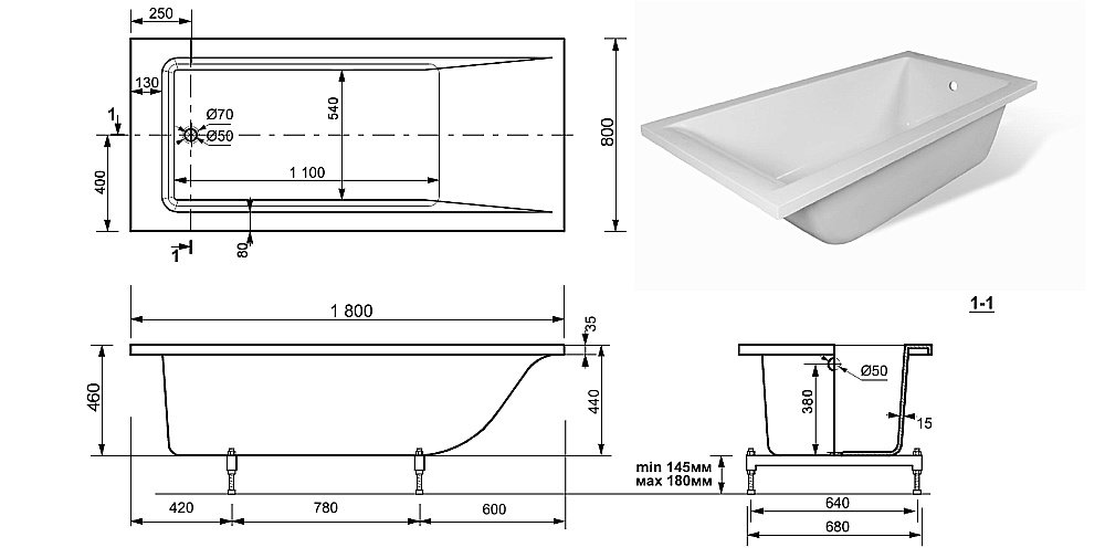 Ванна Taliente Egoista EG2318080-1 180х80 белая купить в интернет-магазине Sanbest
