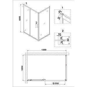 Душевой уголок Niagara Nova NG-82-13AB-A100B 130х100 алюминиевый профиль, прозрачное полотно купить в интернет-магазине Sanbest