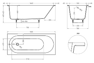 Ванна Salini ORNELLA S-sense 102316G 160x70 белая купить в интернет-магазине Sanbest