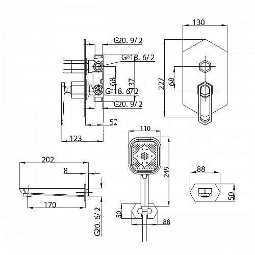 Душевая система Lemark Prizma LM3922C купить в интернет-магазине сантехники Sanbest