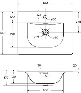 Раковина мебельная BelBagno BB-8099-60 белая купить в интернет-магазине Sanbest