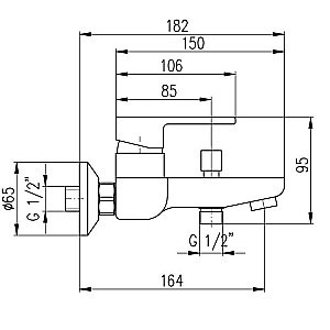 Смеситель для ванны Rav-Slezak Vltava VT454.5CB хром/белый купить в интернет-магазине сантехники Sanbest