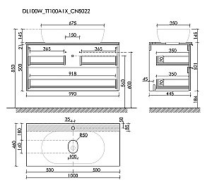 Тумба с раковиной Sancos DELTA 100 со столешницей, дуб светлый/белая для ванной в интернет-магазине Sanbest
