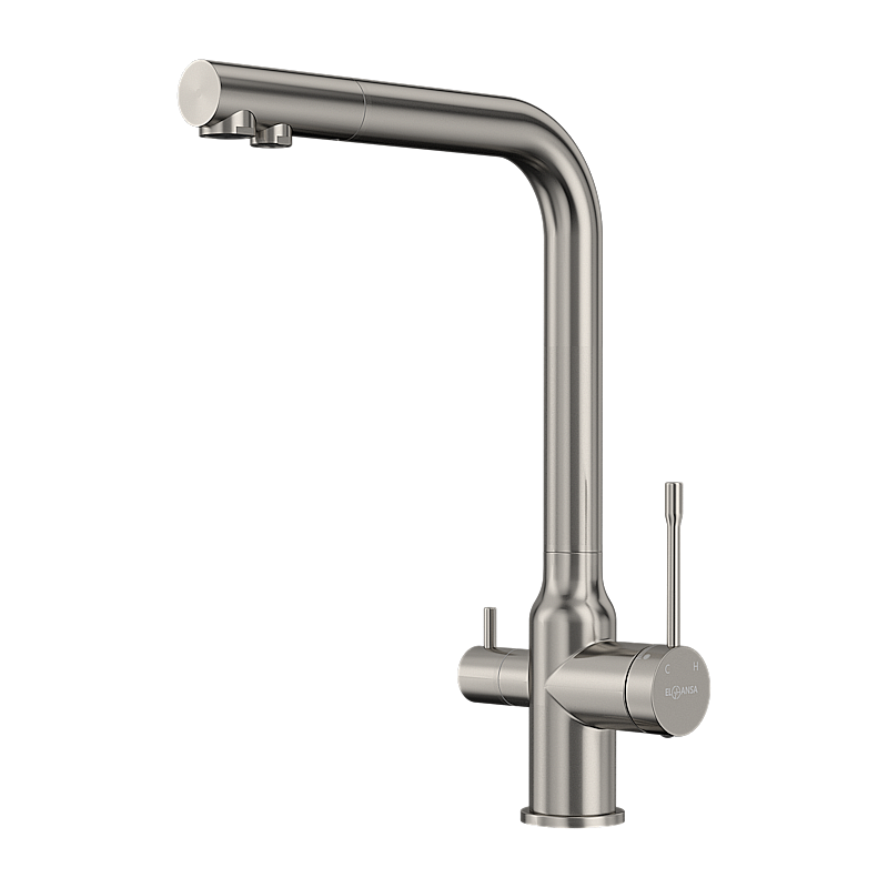 Смеситель для кухни Elghansa 56A5026-Steel нержавеющая сталь матовая купить в интернет-магазине сантехники Sanbest