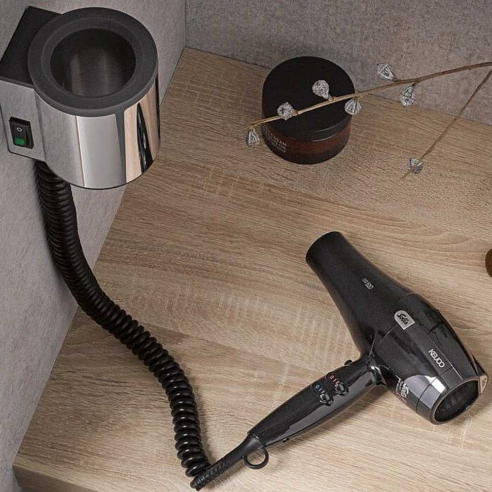 Фен с держателем KEUCO PLAN 14995010037 хром/тёмно-серый купить в интернет-магазине сантехники Sanbest