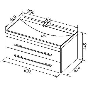 Тумба с раковиной Aquanet Верона New 90 281099 черная матовая для ванной в интернет-магазине Sanbest