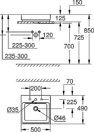 Раковина Grohe Cube Ceramic 50 3947800H белая купить в интернет-магазине Sanbest