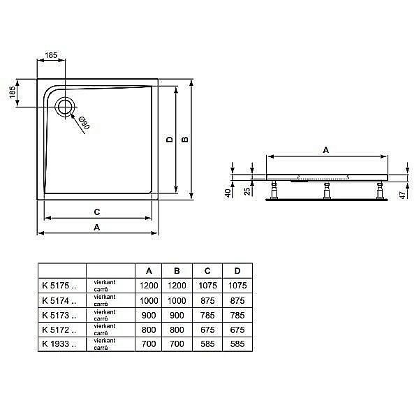 Душевой поддон Ideal Standard Ultra Flat K517301 90x90 купить в интернет-магазине Sanbest