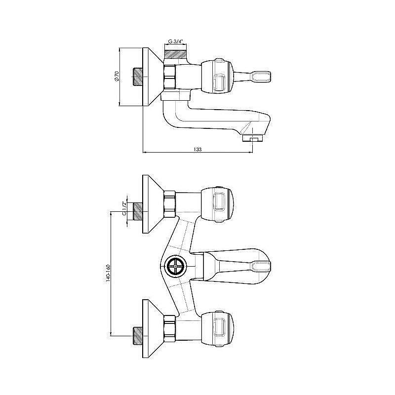 Смеситель для ванны GPD Rios BNB30 купить в интернет-магазине сантехники Sanbest