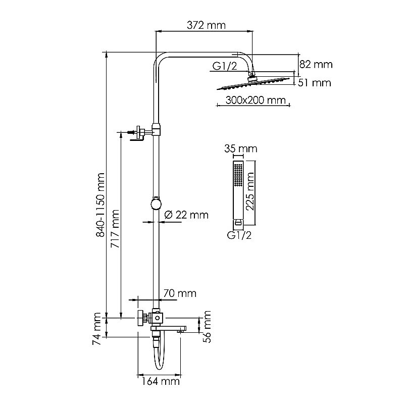 Душевая система WasserKraft Aisch 5500 SET2738 Thermo хром купить в интернет-магазине сантехники Sanbest