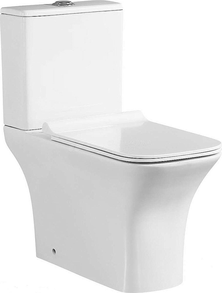 Унитаз напольный SantiLine SL-5023 безободковый, с бачком, с крышкой микролифт, белый купить в интернет-магазине Sanbest