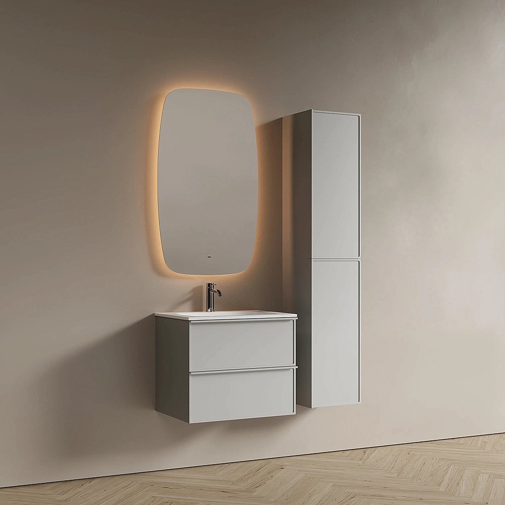 Тумба с раковиной Sancos Velta 60 VL60WG+CN7011 теплый серый матовая/раковина белая, с отверстием для ванной в интернет-магазине Sanbest