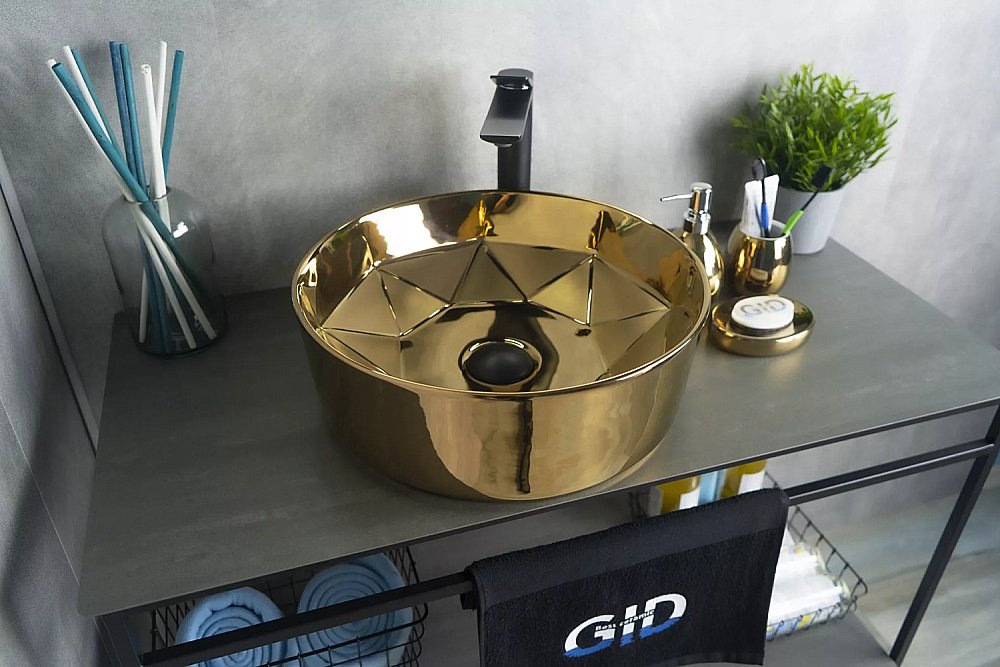 Раковина накладная Gid 40 D1342h015 53331 золото купить в интернет-магазине Sanbest